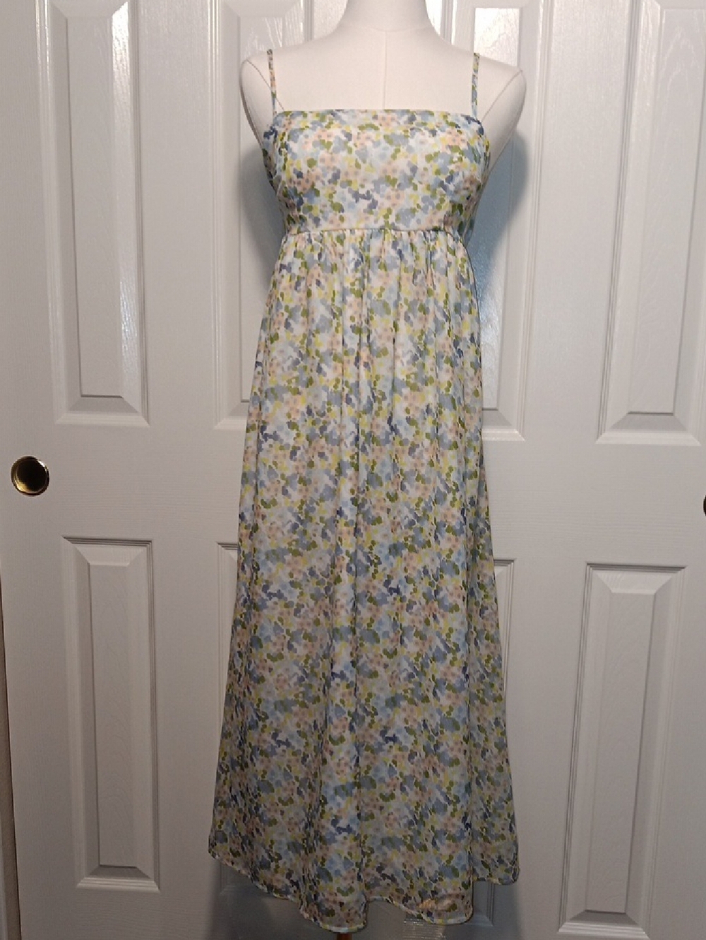 Abercrombie & Fitch Pastel Floral Maxi Dress in Blue, Green, Cream